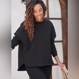 Frank & Eileen | Anna Long Sleeve
Capelet | Triple Fleece Black / S